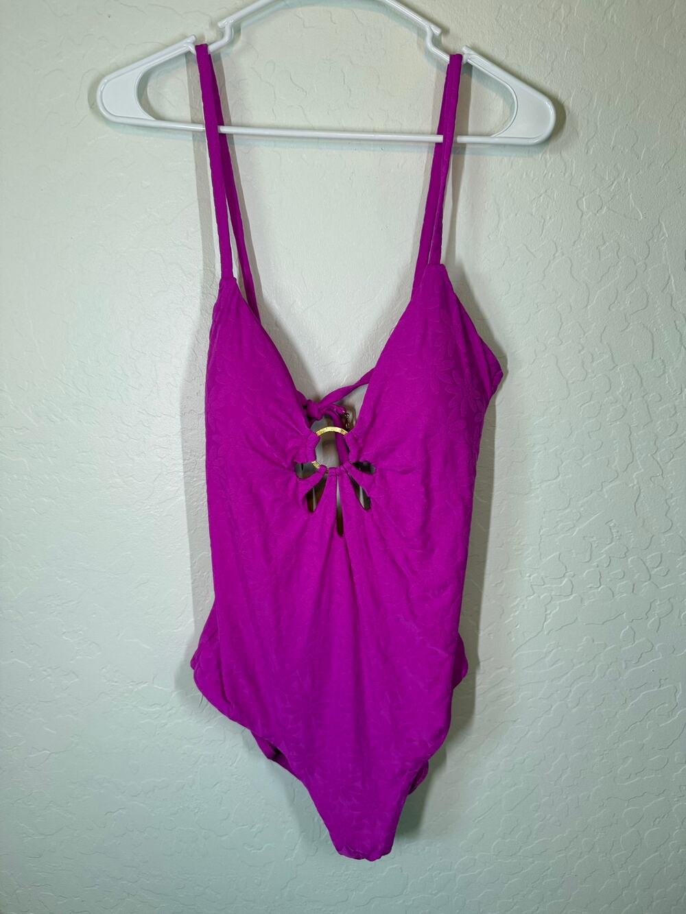 Trina Turk Joplin Jacquard Petal Cutout Plunge Swimsuit NWT Size 12